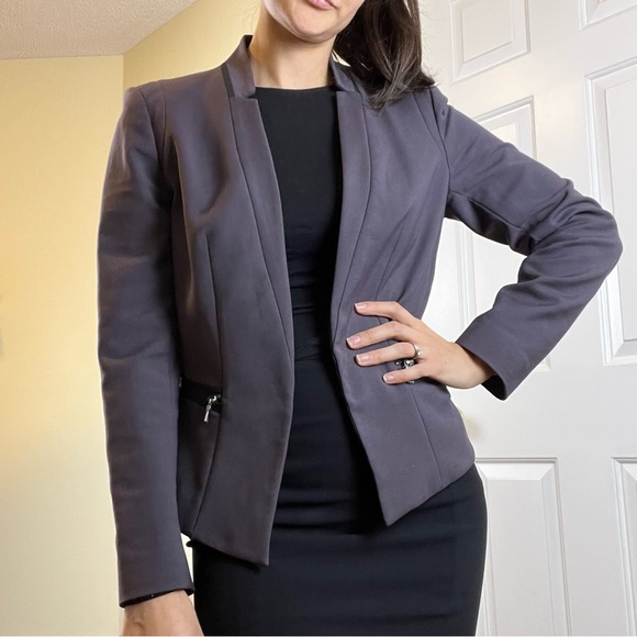 Rebecca Taylor Open Front Silk Blend Peplum Blazer with Zipper Waist Details - Picture 1 of 16